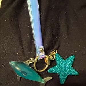 Teal Dolphin and Starfish Charm Key Holder